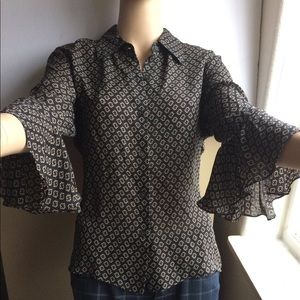 100% Silk Michael Kors Flared Sleeve Blouse